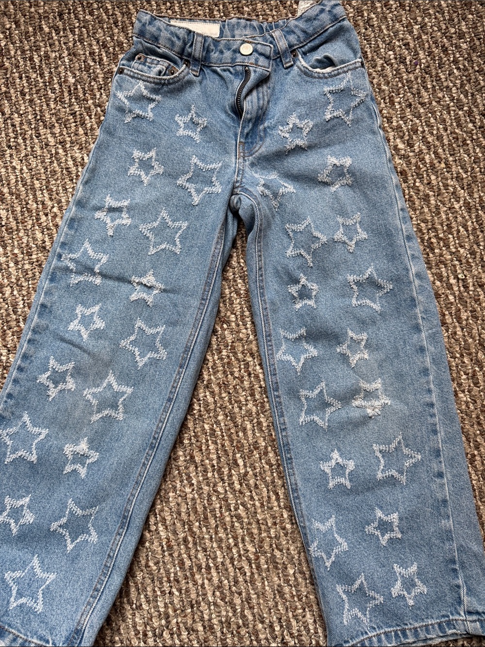 Zara Light Blue Star-Embroidered Jeans